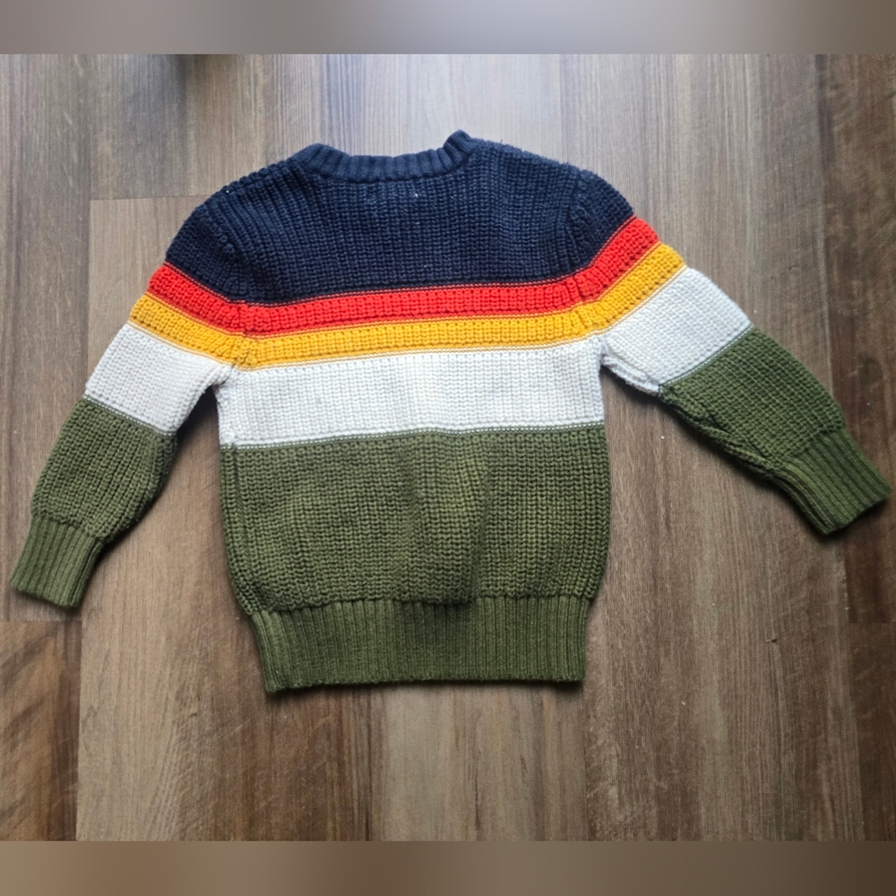 Cat & Jack Striped Crewneck Sweater - Navy, Red, Yellow, White, Green - Picture 3 of 6